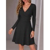 image:imageANRABESS Women Long Sleeve V Neck Sweater Short Dresses  Soft Ribbed Knit Button Side ALine Flowy Mini Dress Casual Daily Work Vacation Outfits Spring Fall Winter ClothesBlack