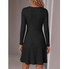 image:imageANRABESS Women Long Sleeve V Neck Sweater Short Dresses  Soft Ribbed Knit Button Side ALine Flowy Mini Dress Casual Daily Work Vacation Outfits Spring Fall Winter ClothesBlack