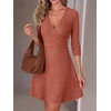 image:imageANRABESS Women Long Sleeve V Neck Sweater Short Dresses  Soft Ribbed Knit Button Side ALine Flowy Mini Dress Casual Daily Work Vacation Outfits Spring Fall Winter ClothesBurnt Orange