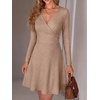 image:imageANRABESS Women Long Sleeve V Neck Sweater Short Dresses  Soft Ribbed Knit Button Side ALine Flowy Mini Dress Casual Daily Work Vacation Outfits Spring Fall Winter ClothesTan