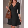 image:imageANRABESS Women Long Sleeve V Neck Sweater Short Dresses  Soft Ribbed Knit Button Side ALine Flowy Mini Dress Casual Daily Work Vacation Outfits Spring Fall Winter ClothesBlack