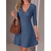 image:imageANRABESS Women Long Sleeve V Neck Sweater Short Dresses  Soft Ribbed Knit Button Side ALine Flowy Mini Dress Casual Daily Work Vacation Outfits Spring Fall Winter ClothesDark Blue