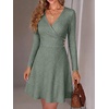 image:imageANRABESS Women Long Sleeve V Neck Sweater Short Dresses  Soft Ribbed Knit Button Side ALine Flowy Mini Dress Casual Daily Work Vacation Outfits Spring Fall Winter ClothesGrey Green