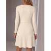 image:imageANRABESS Women Long Sleeve V Neck Sweater Short Dresses  Soft Ribbed Knit Button Side ALine Flowy Mini Dress Casual Daily Work Vacation Outfits Spring Fall Winter ClothesLight Khaki