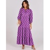 image:imageANRABESS Womens Boho Floral 34 Puff Sleeve Maxi Dress  Tiered Flowy Loose Fit Comfy Soft Rayon Fabric Wedding Guest Church Beach Modest Elegant Spring Summer Fall OutfitsPurple