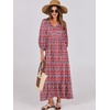 image:imageANRABESS Womens Boho Floral 34 Puff Sleeve Maxi Dress  Tiered Flowy Loose Fit Comfy Soft Rayon Fabric Wedding Guest Church Beach Modest Elegant Spring Summer Fall OutfitsRed Blue