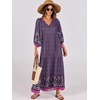 image:imageANRABESS Womens Boho Floral 34 Puff Sleeve Maxi Dress  Tiered Flowy Loose Fit Comfy Soft Rayon Fabric Wedding Guest Church Beach Modest Elegant Spring Summer Fall OutfitsPurple Floral