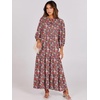 image:imageANRABESS Womens Boho Floral 34 Puff Sleeve Maxi Dress  Tiered Flowy Loose Fit Comfy Soft Rayon Fabric Wedding Guest Church Beach Modest Elegant Spring Summer Fall OutfitsRed