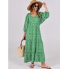 image:imageANRABESS Womens Boho Floral 34 Puff Sleeve Maxi Dress  Tiered Flowy Loose Fit Comfy Soft Rayon Fabric Wedding Guest Church Beach Modest Elegant Spring Summer Fall OutfitsLight Green