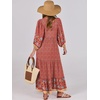 image:imageANRABESS Womens Boho Floral 34 Puff Sleeve Maxi Dress  Tiered Flowy Loose Fit Comfy Soft Rayon Fabric Wedding Guest Church Beach Modest Elegant Spring Summer Fall OutfitsWine Red