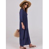 image:imageANRABESS Womens Boho Floral 34 Puff Sleeve Maxi Dress  Tiered Flowy Loose Fit Comfy Soft Rayon Fabric Wedding Guest Church Beach Modest Elegant Spring Summer Fall OutfitsNavy Blue