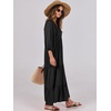 image:imageANRABESS Womens Boho Floral 34 Puff Sleeve Maxi Dress  Tiered Flowy Loose Fit Comfy Soft Rayon Fabric Wedding Guest Church Beach Modest Elegant Spring Summer Fall OutfitsBlack