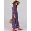 image:imageANRABESS Womens Boho Floral 34 Puff Sleeve Maxi Dress  Tiered Flowy Loose Fit Comfy Soft Rayon Fabric Wedding Guest Church Beach Modest Elegant Spring Summer Fall OutfitsPurple Floral