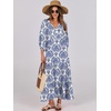 image:imageANRABESS Womens Boho Floral 34 Puff Sleeve Maxi Dress  Tiered Flowy Loose Fit Comfy Soft Rayon Fabric Wedding Guest Church Beach Modest Elegant Spring Summer Fall OutfitsBlue Khaki