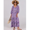 image:imageANRABESS Womens Boho Floral 34 Puff Sleeve Maxi Dress  Tiered Flowy Loose Fit Comfy Soft Rayon Fabric Wedding Guest Church Beach Modest Elegant Spring Summer Fall OutfitsPurple Pink Floral