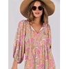 image:imageANRABESS Womens Boho Floral 34 Puff Sleeve Maxi Dress  Tiered Flowy Loose Fit Comfy Soft Rayon Fabric Wedding Guest Church Beach Modest Elegant Spring Summer Fall OutfitsGreygreen Pink Floral