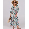image:imageANRABESS Womens Boho Floral 34 Puff Sleeve Maxi Dress  Tiered Flowy Loose Fit Comfy Soft Rayon Fabric Wedding Guest Church Beach Modest Elegant Spring Summer Fall OutfitsBeige Teal Floral