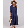 image:imageANRABESS Womens Boho Floral 34 Puff Sleeve Maxi Dress  Tiered Flowy Loose Fit Comfy Soft Rayon Fabric Wedding Guest Church Beach Modest Elegant Spring Summer Fall OutfitsNavy Blue