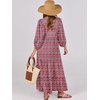 image:imageANRABESS Womens Boho Floral 34 Puff Sleeve Maxi Dress  Tiered Flowy Loose Fit Comfy Soft Rayon Fabric Wedding Guest Church Beach Modest Elegant Spring Summer Fall OutfitsRed Blue
