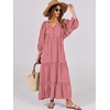 image:imageANRABESS Womens Boho Floral 34 Puff Sleeve Maxi Dress  Tiered Flowy Loose Fit Comfy Soft Rayon Fabric Wedding Guest Church Beach Modest Elegant Spring Summer Fall OutfitsRed Floral