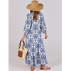 image:imageANRABESS Womens Boho Floral 34 Puff Sleeve Maxi Dress  Tiered Flowy Loose Fit Comfy Soft Rayon Fabric Wedding Guest Church Beach Modest Elegant Spring Summer Fall OutfitsBlue Khaki