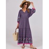 image:imageANRABESS Womens Boho Floral 34 Puff Sleeve Maxi Dress  Tiered Flowy Loose Fit Comfy Soft Rayon Fabric Wedding Guest Church Beach Modest Elegant Spring Summer Fall OutfitsPurple Floral