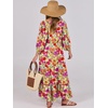 image:imageANRABESS Womens Boho Floral 34 Puff Sleeve Maxi Dress  Tiered Flowy Loose Fit Comfy Soft Rayon Fabric Wedding Guest Church Beach Modest Elegant Spring Summer Fall OutfitsPurple Orange Floral