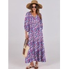image:imageANRABESS Womens Boho Floral 34 Puff Sleeve Maxi Dress  Tiered Flowy Loose Fit Comfy Soft Rayon Fabric Wedding Guest Church Beach Modest Elegant Spring Summer Fall OutfitsPurple Pink Floral