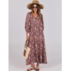 image:imageANRABESS Womens Boho Floral 34 Puff Sleeve Maxi Dress  Tiered Flowy Loose Fit Comfy Soft Rayon Fabric Wedding Guest Church Beach Modest Elegant Spring Summer Fall OutfitsRed