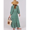 image:imageANRABESS Womens Boho Floral 34 Puff Sleeve Maxi Dress  Tiered Flowy Loose Fit Comfy Soft Rayon Fabric Wedding Guest Church Beach Modest Elegant Spring Summer Fall OutfitsGreen
