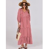 image:imageANRABESS Womens Boho Floral 34 Puff Sleeve Maxi Dress  Tiered Flowy Loose Fit Comfy Soft Rayon Fabric Wedding Guest Church Beach Modest Elegant Spring Summer Fall OutfitsRed Floral