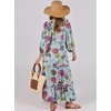 image:imageANRABESS Womens Boho Floral 34 Puff Sleeve Maxi Dress  Tiered Flowy Loose Fit Comfy Soft Rayon Fabric Wedding Guest Church Beach Modest Elegant Spring Summer Fall OutfitsGreen Floral