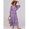 image:imageANRABESS Womens Boho Floral 34 Puff Sleeve Maxi Dress  Tiered Flowy Loose Fit Comfy Soft Rayon Fabric Wedding Guest Church Beach Modest Elegant Spring Summer Fall OutfitsPurple Pink Floral