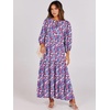 image:imageANRABESS Womens Boho Floral 34 Puff Sleeve Maxi Dress  Tiered Flowy Loose Fit Comfy Soft Rayon Fabric Wedding Guest Church Beach Modest Elegant Spring Summer Fall OutfitsPurple Pink Floral