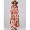 image:imageANRABESS Womens Boho Floral 34 Puff Sleeve Maxi Dress  Tiered Flowy Loose Fit Comfy Soft Rayon Fabric Wedding Guest Church Beach Modest Elegant Spring Summer Fall OutfitsPurple Orange Floral