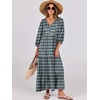 image:imageANRABESS Womens Boho Floral 34 Puff Sleeve Maxi Dress  Tiered Flowy Loose Fit Comfy Soft Rayon Fabric Wedding Guest Church Beach Modest Elegant Spring Summer Fall OutfitsDark Green