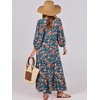 image:imageANRABESS Womens Boho Floral 34 Puff Sleeve Maxi Dress  Tiered Flowy Loose Fit Comfy Soft Rayon Fabric Wedding Guest Church Beach Modest Elegant Spring Summer Fall OutfitsTeal Red Floral