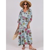 image:imageANRABESS Womens Boho Floral 34 Puff Sleeve Maxi Dress  Tiered Flowy Loose Fit Comfy Soft Rayon Fabric Wedding Guest Church Beach Modest Elegant Spring Summer Fall OutfitsGreen Floral