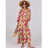 image:imageANRABESS Womens Boho Floral 34 Puff Sleeve Maxi Dress  Tiered Flowy Loose Fit Comfy Soft Rayon Fabric Wedding Guest Church Beach Modest Elegant Spring Summer Fall OutfitsPurple Orange Floral