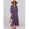 image:imageANRABESS Womens Boho Floral 34 Puff Sleeve Maxi Dress  Tiered Flowy Loose Fit Comfy Soft Rayon Fabric Wedding Guest Church Beach Modest Elegant Spring Summer Fall OutfitsPurple Floral