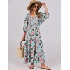 image:imageANRABESS Womens Boho Floral 34 Puff Sleeve Maxi Dress  Tiered Flowy Loose Fit Comfy Soft Rayon Fabric Wedding Guest Church Beach Modest Elegant Spring Summer Fall OutfitsBeige Teal Floral