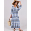 image:imageANRABESS Womens Boho Floral 34 Puff Sleeve Maxi Dress  Tiered Flowy Loose Fit Comfy Soft Rayon Fabric Wedding Guest Church Beach Modest Elegant Spring Summer Fall OutfitsBlue