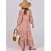 image:imageANRABESS Womens Boho Floral 34 Puff Sleeve Maxi Dress  Tiered Flowy Loose Fit Comfy Soft Rayon Fabric Wedding Guest Church Beach Modest Elegant Spring Summer Fall OutfitsGreygreen Pink Floral