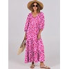 image:imageANRABESS Womens Boho Floral 34 Puff Sleeve Maxi Dress  Tiered Flowy Loose Fit Comfy Soft Rayon Fabric Wedding Guest Church Beach Modest Elegant Spring Summer Fall OutfitsRose Red Floral