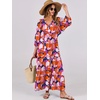 image:imageANRABESS Womens Boho Floral 34 Puff Sleeve Maxi Dress  Tiered Flowy Loose Fit Comfy Soft Rayon Fabric Wedding Guest Church Beach Modest Elegant Spring Summer Fall OutfitsPrint Floral Butterfly