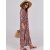 image:imageANRABESS Womens Boho Floral 34 Puff Sleeve Maxi Dress  Tiered Flowy Loose Fit Comfy Soft Rayon Fabric Wedding Guest Church Beach Modest Elegant Spring Summer Fall OutfitsRed
