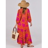 image:imageANRABESS Womens Boho Floral 34 Puff Sleeve Maxi Dress  Tiered Flowy Loose Fit Comfy Soft Rayon Fabric Wedding Guest Church Beach Modest Elegant Spring Summer Fall OutfitsOrange Rose Floral