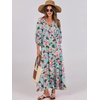 image:imageANRABESS Womens Boho Floral 34 Puff Sleeve Maxi Dress  Tiered Flowy Loose Fit Comfy Soft Rayon Fabric Wedding Guest Church Beach Modest Elegant Spring Summer Fall OutfitsBeige Teal Floral