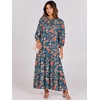 image:imageANRABESS Womens Boho Floral 34 Puff Sleeve Maxi Dress  Tiered Flowy Loose Fit Comfy Soft Rayon Fabric Wedding Guest Church Beach Modest Elegant Spring Summer Fall OutfitsTeal Red Floral