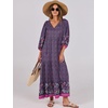 image:imageANRABESS Womens Boho Floral 34 Puff Sleeve Maxi Dress  Tiered Flowy Loose Fit Comfy Soft Rayon Fabric Wedding Guest Church Beach Modest Elegant Spring Summer Fall OutfitsPurple Floral